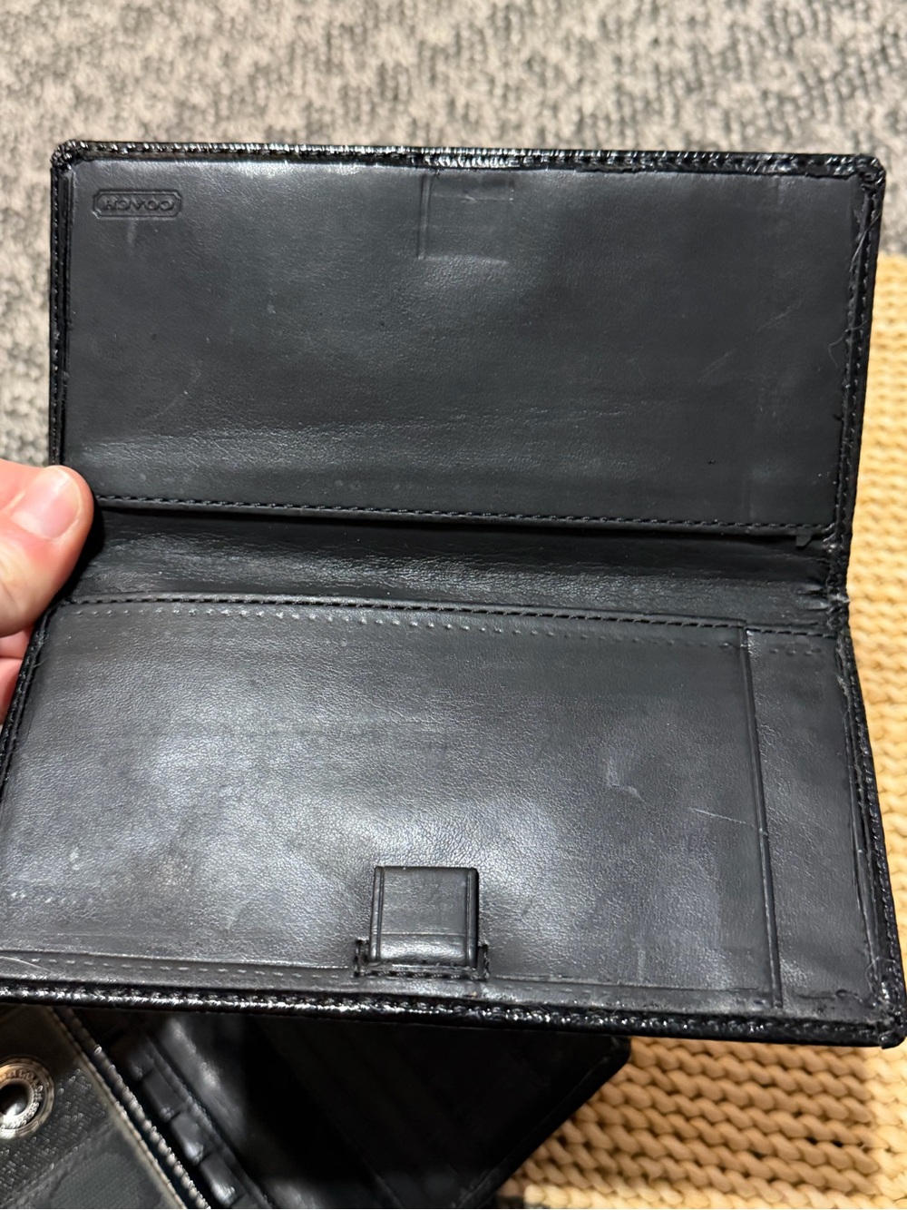 Coach Campbell Black Signature Soho Canvas Shoulder Bag Purse Checkbook Wallet - Picture 15 of 16